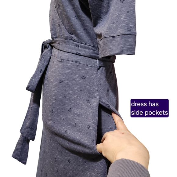 TODD & CO Cue Cafe Wrap Sleeveless Midi Dress Womens Medium Blue Heather Eco - Picture 5 of 15